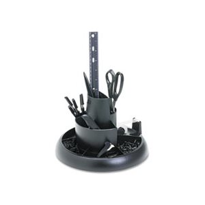 Rotary Desk Organizer with Supplies, 10" diameter x 13 3 / 8, Black