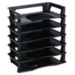 Regeneration Letter Tray, Six Tier, Plastic, Black
