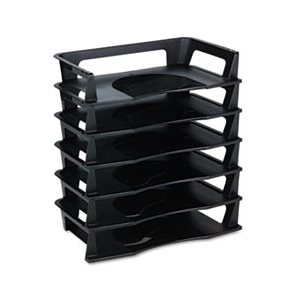 Regeneration Letter Tray, Six Tier, Plastic, Black