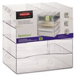 Optimizers Four-Way Organizer with Drawers, Plastic, 10 x 13 1 / 4 x 13 1 / 4, Clear