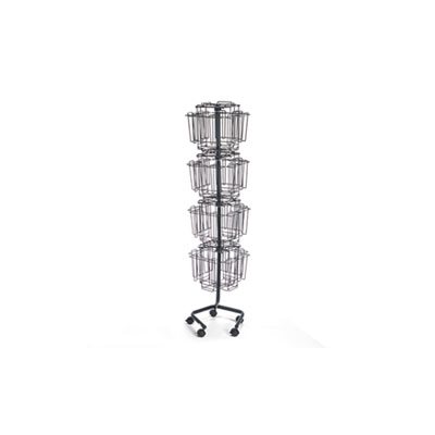 Wire Rotary Display Racks, 32 Compartments, 15w x 15d x 60h, Charcoal