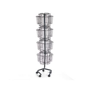 Wire Rotary Display Racks, 32 Compartments, 15w x 15d x 60h, Charcoal