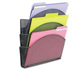 Onyx Magnetic Mesh Panel Accessories, 3 File Pocket, 13 x 4 1 / 3 x 13 1 / 2. Black