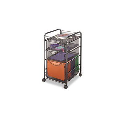 Onyx Mesh Mobile File With Two Supply Drawers, 15-1 / 4w x 17d x 27h, Black