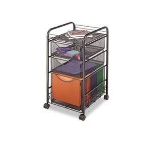 Onyx Mesh Mobile File With Two Supply Drawers, 15-1 / 4w x 17d x 27h, Black