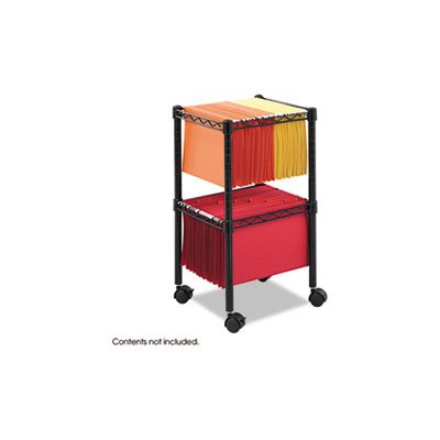 Two-Tier Compact Mobile Wire File Cart, Steel, 15-1 / 2w x 14d x 27-1 / 2h, Black