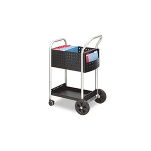 Scoot Mail Cart, One-Shelf, 22w x 27d x 40-1 / 2h, Black / Silver