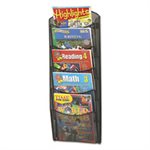 Onyx Mesh Literature Rack, Five Compartments, 10-1 / 4w x 3-1 / 2d x 28-1 / 3h, Black