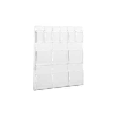 Reveal Clear Literature Displays, 12 Compartments, 30w x 2d x 34-3 / 4h, Clear