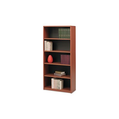 Value Mate Series Metal Bookcase, Five-Shelf, 31-3 / 4w x 13-1 / 2d x 67h, Cherry