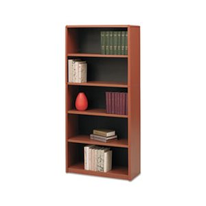 Value Mate Series Metal Bookcase, Five-Shelf, 31-3 / 4w x 13-1 / 2d x 67h, Cherry