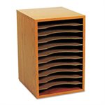 Wood Vertical Desktop Sorter, 11 Sections 10 5 / 8 x 11 7 / 8 x 16, Medium Oak