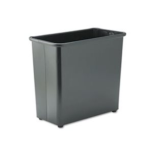 Rectangular Wastebasket, Steel, 27.5qt, Black