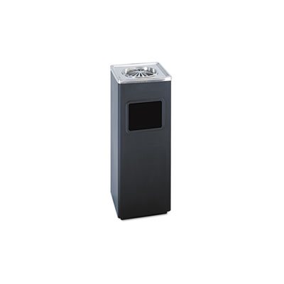 Ash 'N Trash Sandless Urn, Square, Stainless Steel, 3gal, Black / Chrome