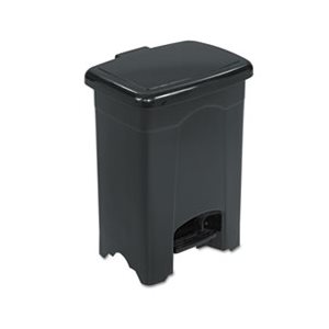 Step-On Receptacle, Rectangular, Plastic, 4gal, Black