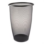 Onyx Round Mesh Wastebasket, Steel Mesh, 9gal, Black