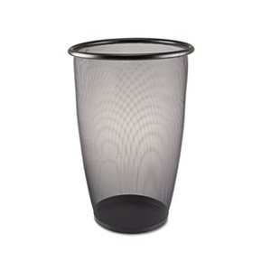 Onyx Round Mesh Wastebasket, Steel Mesh, 9gal, Black