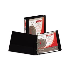 Speedy Spine Round Ring View Binder, 11 x 8-1 / 2, 1" Cap, Black