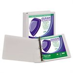 Clean Touch Locking Round Ring View Binder, Antimicrobial, 1 1 / 2" Cap, White