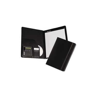 Slimline Padfolio, Leather-Look / Faux Reptile Trim, Writing Pad, Black