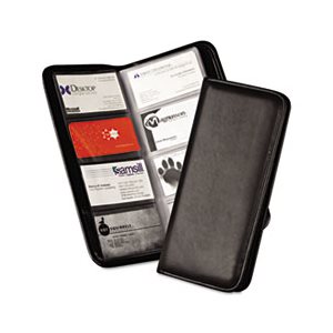 Professional Vinyl Business Card File, 160 Card Cap, 2 x 3 1 / 2 Cards, Black