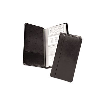 Regal Leather Business Card File, 96 Card Cap, 2 x 3 1 / 2 Cards, Black