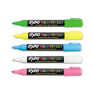 Bright Sticks Wet-Erase Fluorescent Marker Set, Bullet Tip, Assorted