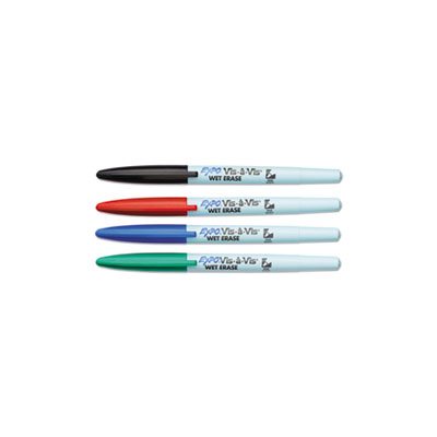 Vis-à-Vis Wet-Erase Marker, Fine Point, Asstd., 4 / Set