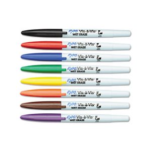 Vis-à-Vis Wet-Erase Marker, Fine Point, Assorted, 8 / Set