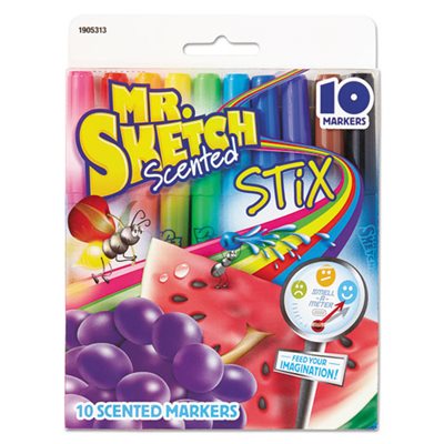 Scented Stix Watercolor Markers, Fine Point, 10 / Set