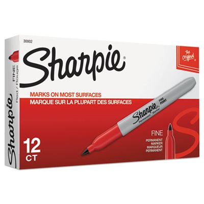 Fine Point Permanent Marker, Red, Dozen