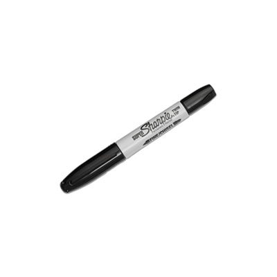 Super Twin-Tip Permanent Marker, Fine / Chisel Tip, Black