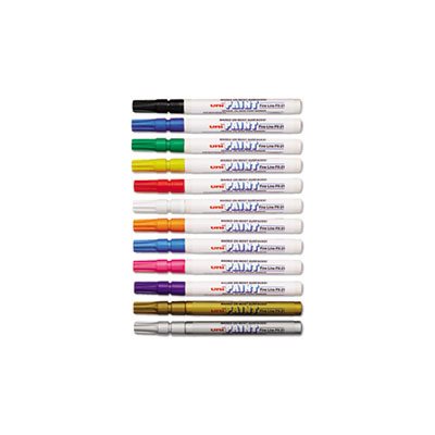 uni-Paint Markers, Fine Point, Assorted, 12 / Set