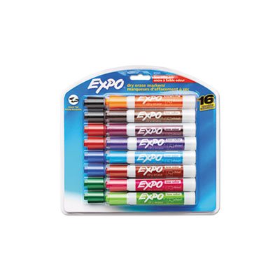 Low Odor Dry Erase Marker, Chisel Tip, Assorted, 16 / Set