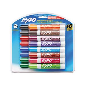 Low Odor Dry Erase Marker, Chisel Tip, Assorted, 16 / Set