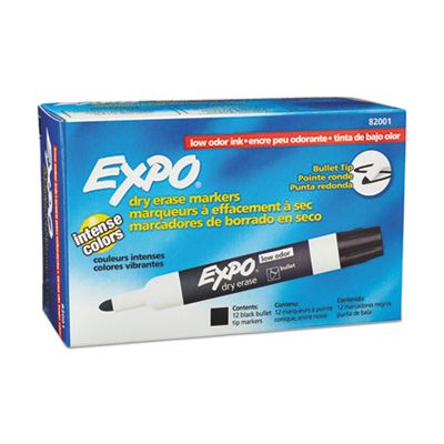 ETS MARKER, EXPO LOW ODOR DRY ERASE BULLET TIP BLK DZ