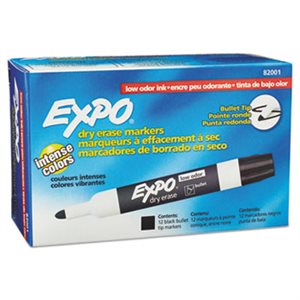 ETS MARKER, EXPO LOW ODOR DRY ERASE BULLET TIP BLK DZ