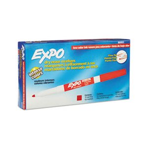 Low Odor Dry Erase Marker, Fine Point, Red, Dozen