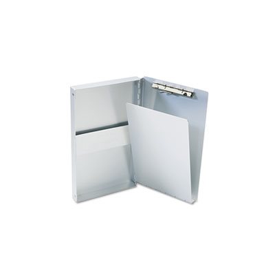 Snapak Aluminum Side-Open Forms Folder, 3 / 8" Clip, 5 2 / 3 x 9 1 / 2 Sheets, Silver