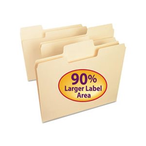 SuperTab File Folders, 1 / 3 Cut Top Tab, Letter, Manila, 100 / Box