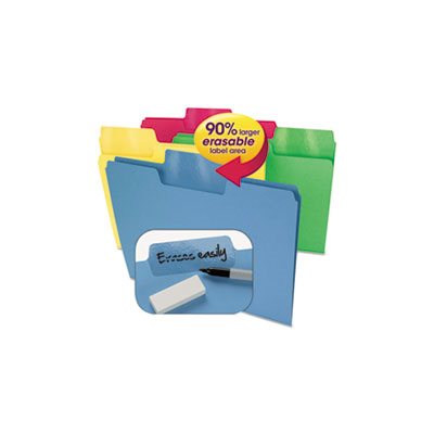 Erasable SuperTab File Folders, Letter, Assorted Colors, 24 / Set