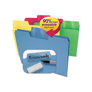 Erasable SuperTab File Folders, Letter, Assorted Colors, 24 / Set