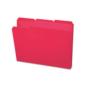 Waterproof Poly File Folders, 1 / 3 Cut Top Tab, Letter, Red, 24 / Box