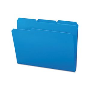 Waterproof Poly File Folders, 1 / 3 Cut Top Tab, Letter, Blue, 24 / Box