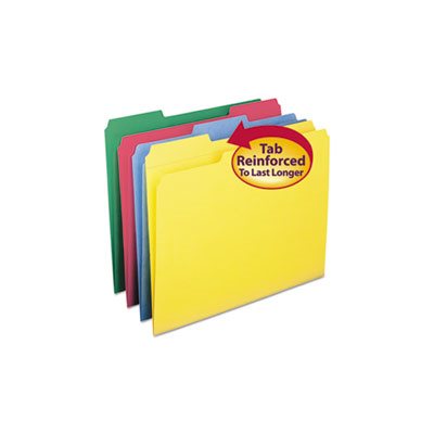 File Folders, 1 / 3 Cut, Reinforced Top Tabs, Letter, Assorted, 12 / Pack