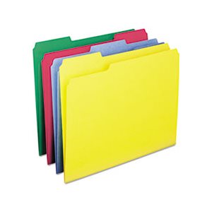 WaterShed / CutLess File Folders, 1 / 3 Cut Top Tab, Letter, Assorted, 100 / Box