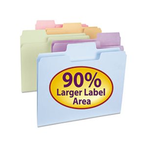 SuperTab File Folders, 1 / 3 Cut Top Tab, Letter, Assorted Colors, 100 / Box