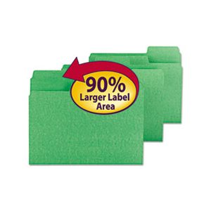 SuperTab Colored File Folders, 1 / 3 Cut, Letter, Green, 100 / Box