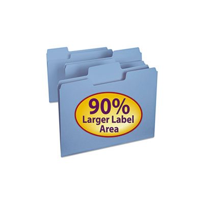 SuperTab Colored File Folders, 1 / 3 Cut, Letter, Blue, 100 / Box