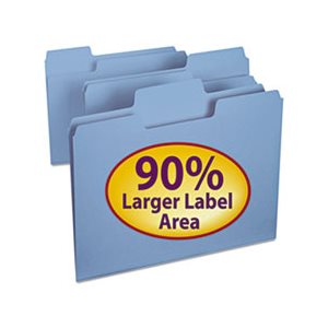 SuperTab Colored File Folders, 1 / 3 Cut, Letter, Blue, 100 / Box